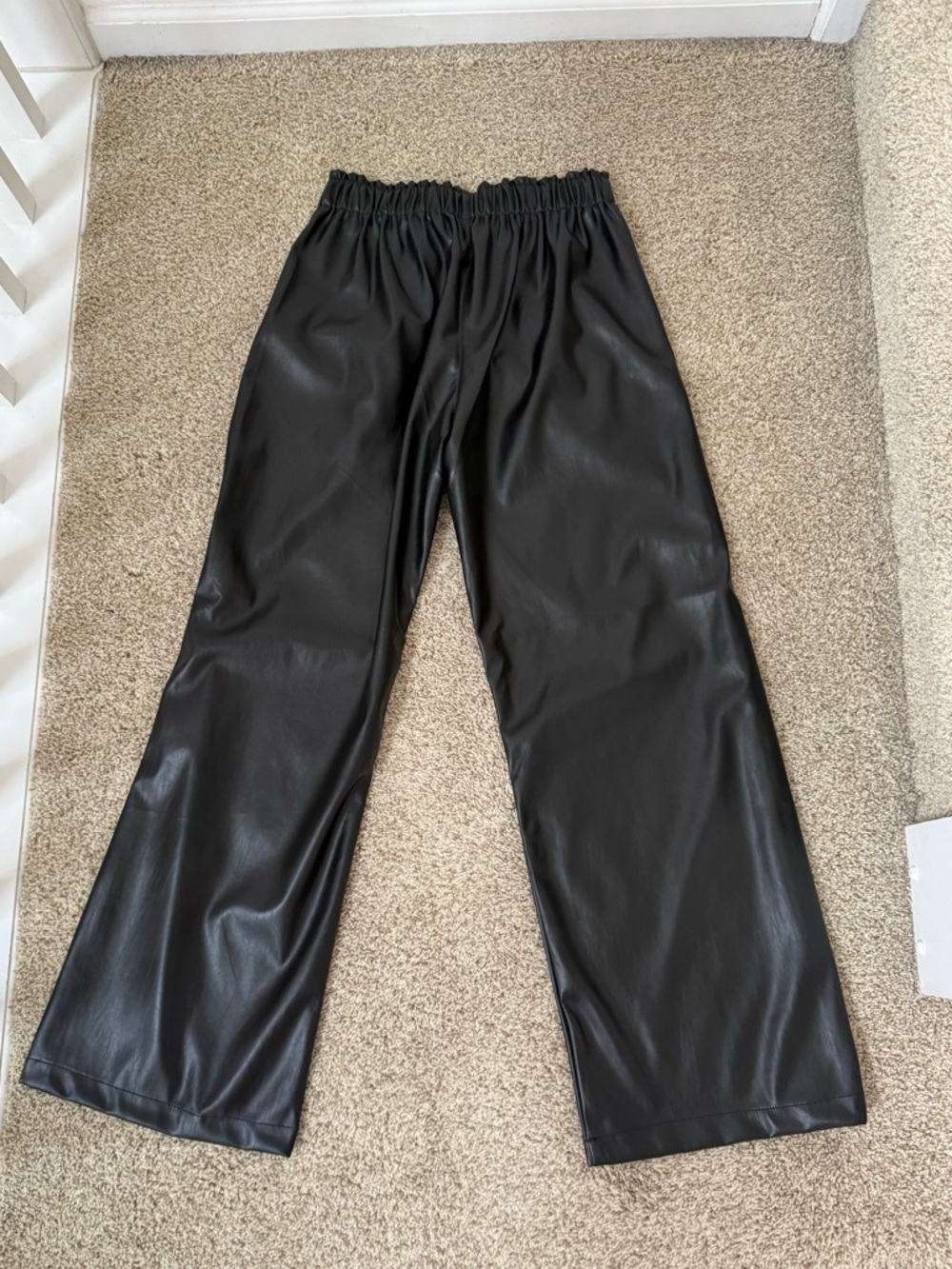 NWT Deluc Dante Faux Leather Black Wide Leg Pants Size S